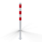 Barrier posts | Steel tube  76 x 2,6 mm | stationary, for casting in concrete | hot-dip galvonized / white coated | hot-dip galvanized and white coated withthree red reflecting stripes | without eyelet